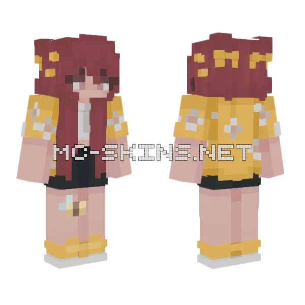 Red Haired School Uniform Minecraft skin, front and back