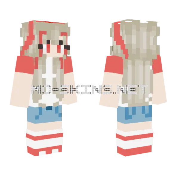 Red Haired Schoolgirl Outfit Minecraft skin, front and back