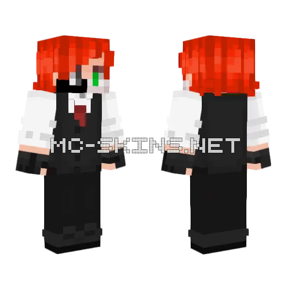 Red Haired Suit Boy Minecraft skin, front and back
