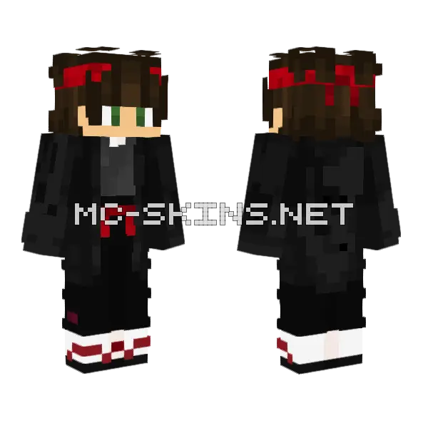 Red Headband Boy Minecraft skin, front and back