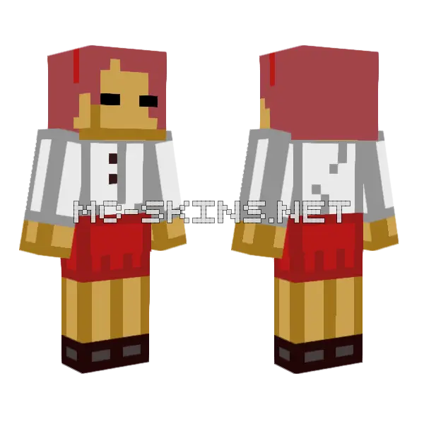 Red High School Girl Minecraft skin, front and back