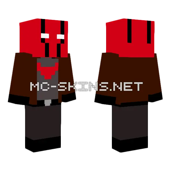 Red Hood Minecraft skin, front and back