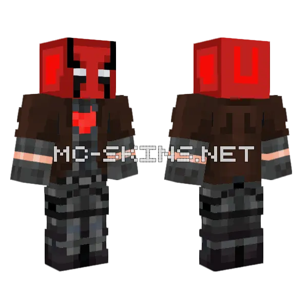 Red Hood Minecraft skin, front and back