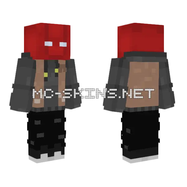 Red Hood The Boy Wonder Minecraft skin, front and back