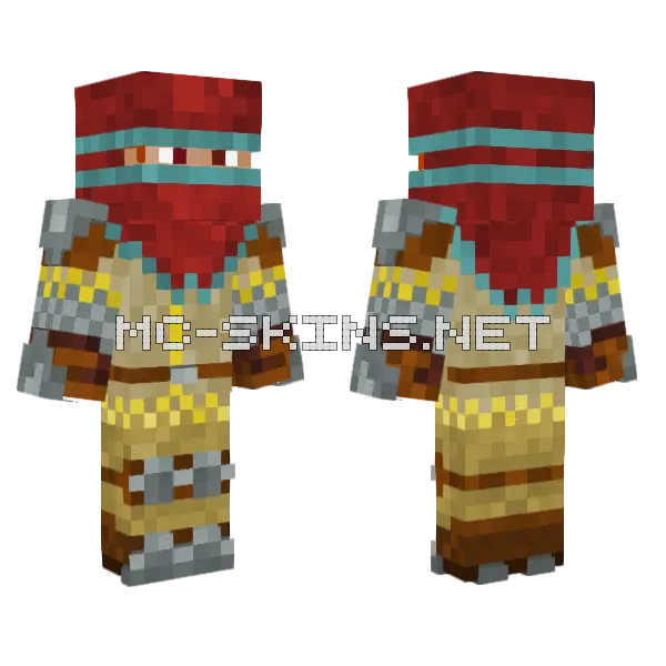 Red Hood Wanderer Minecraft skin, front and back