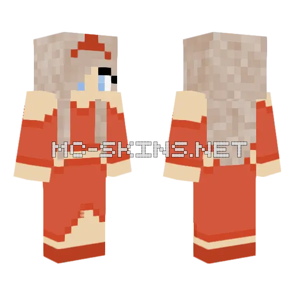 Red Hooded Girl Minecraft skin, front and back