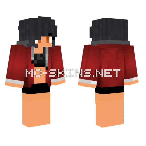 Red Hoodie Boy Minecraft skin, front and back