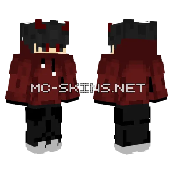 Red Hoodie Boy Minecraft skin, front and back