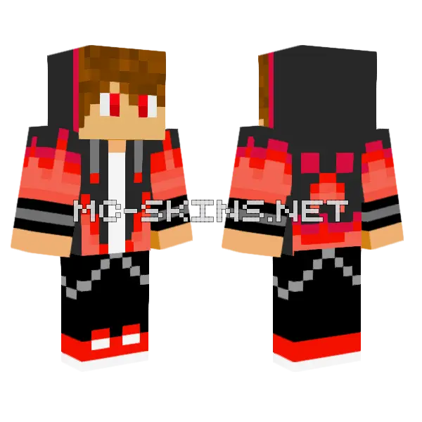 Red Hoodie Boy Minecraft skin, front and back