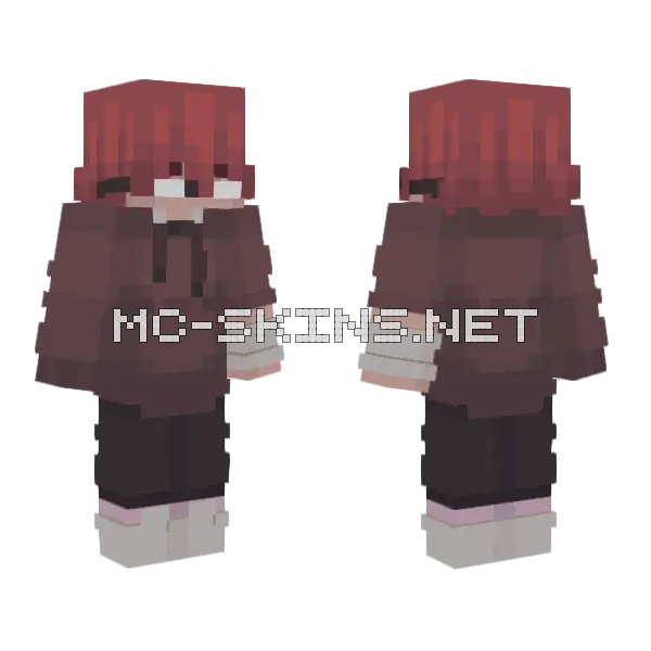 Red Hoodie Outfit Minecraft skin, front and back