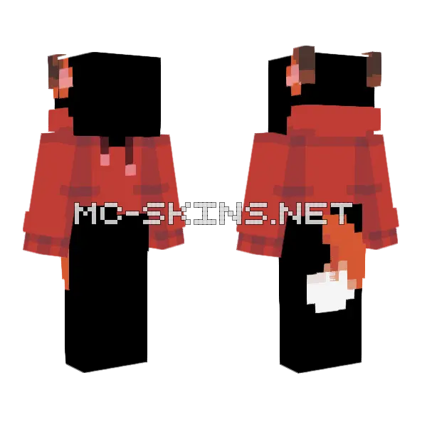 Red Hoodie Red Fox Minecraft skin, front and back