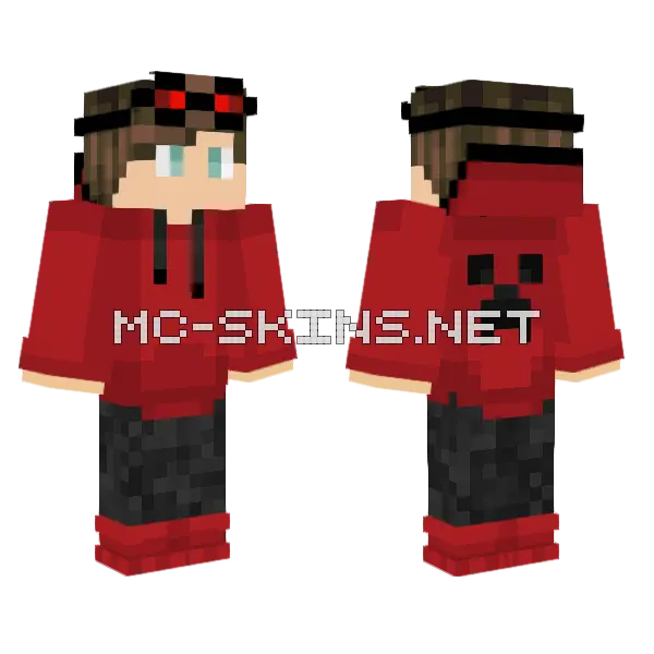 Red Hoodie Skin Minecraft skin, front and back
