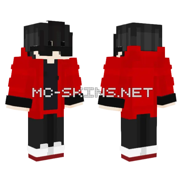 Red Jacket Boy Minecraft skin, front and back