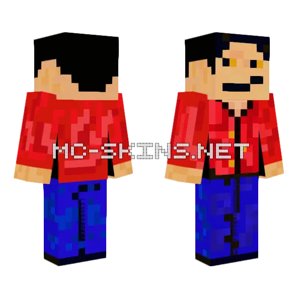 Red Kimono Outfit Minecraft skin, front and back