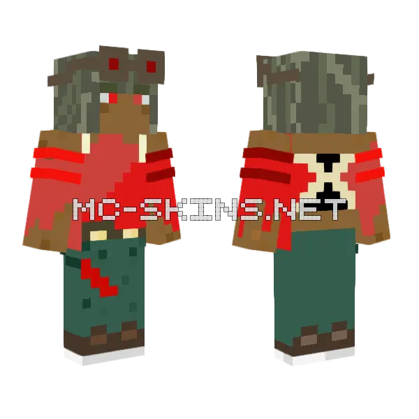 Red Life Easy Minecraft skin, front and back