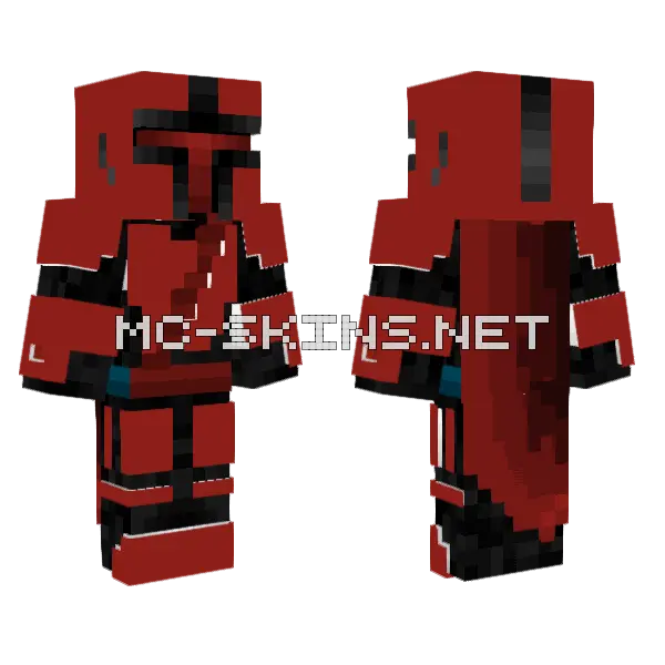 Red Mandalorian Minecraft skin, front and back