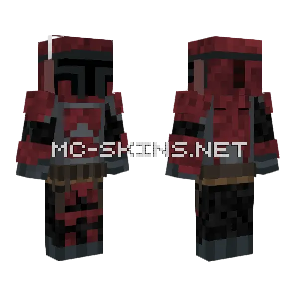 Red Mandalorian Armor Minecraft skin, front and back