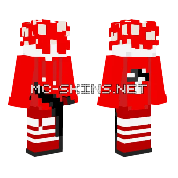 Red Mushroom Boy Minecraft skin, front and back