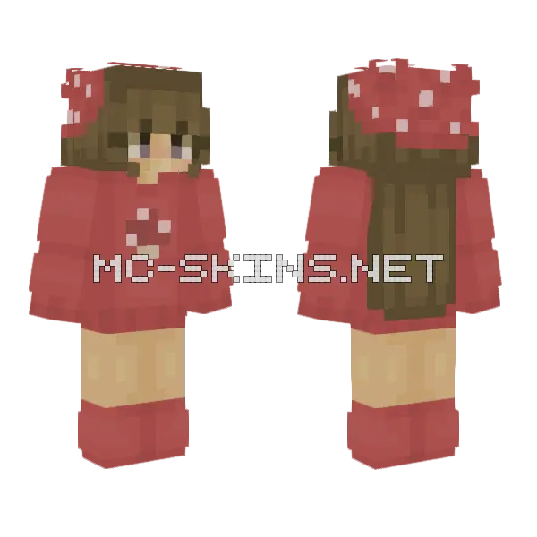 Red Mushroom Girl Minecraft skin, front and back