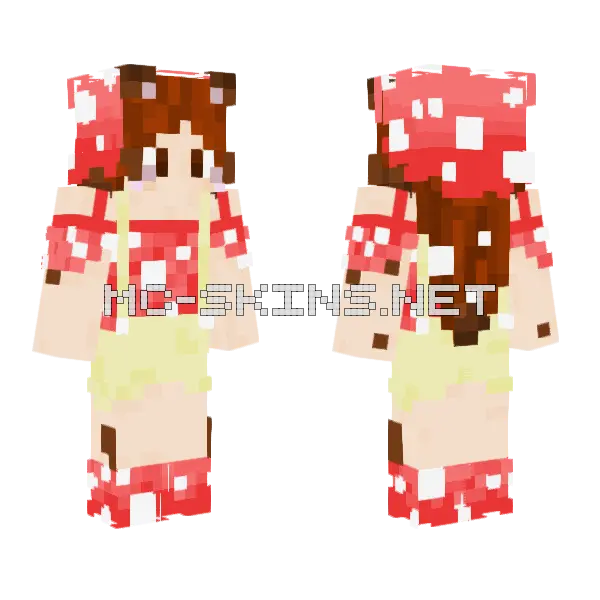Red Mushroom Girl Minecraft skin, front and back