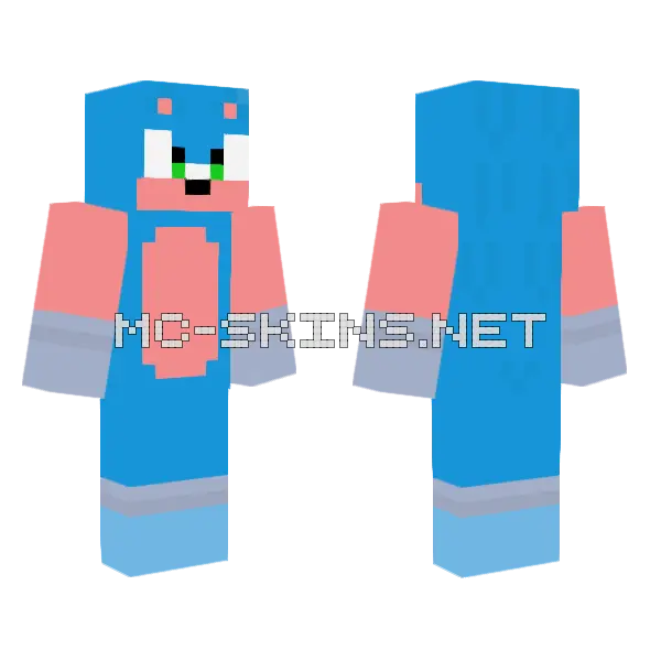 Red N Blue Sonic Memories Minecraft skin, front and back