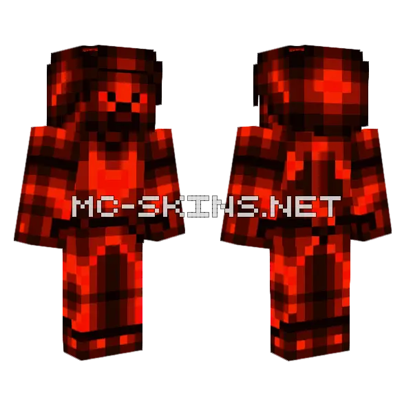 Red Obsidian Steve Minecraft skin, front and back