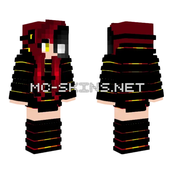 Red Orange Yellow Black Tech Mask Minecraft skin, front and back