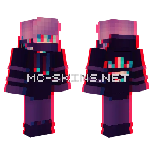 Red Outline Girl Minecraft skin, front and back