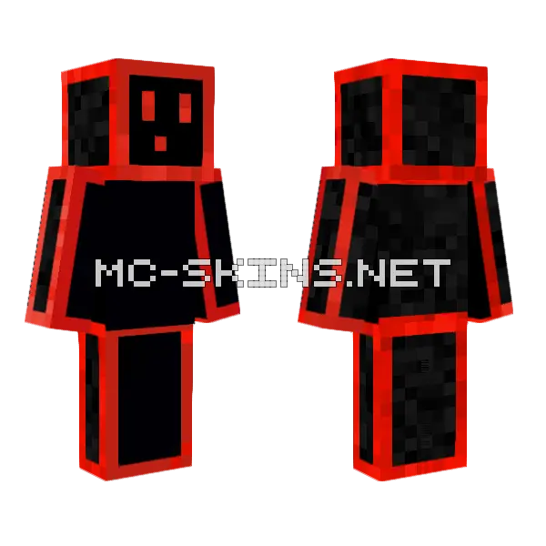 Red Outlined Slime With Black Minecraft skin, front and back