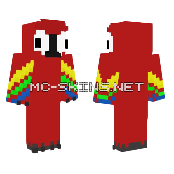 Red Parrot Skin Minecraft skin, front and back