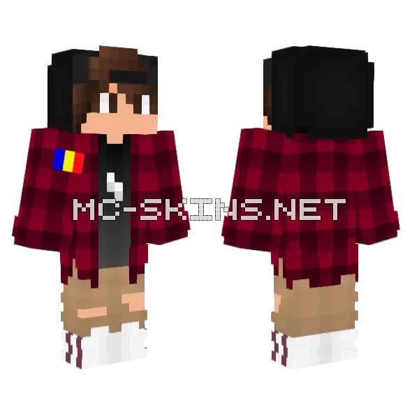 Red Plaid Alex Minecraft skin, front and back