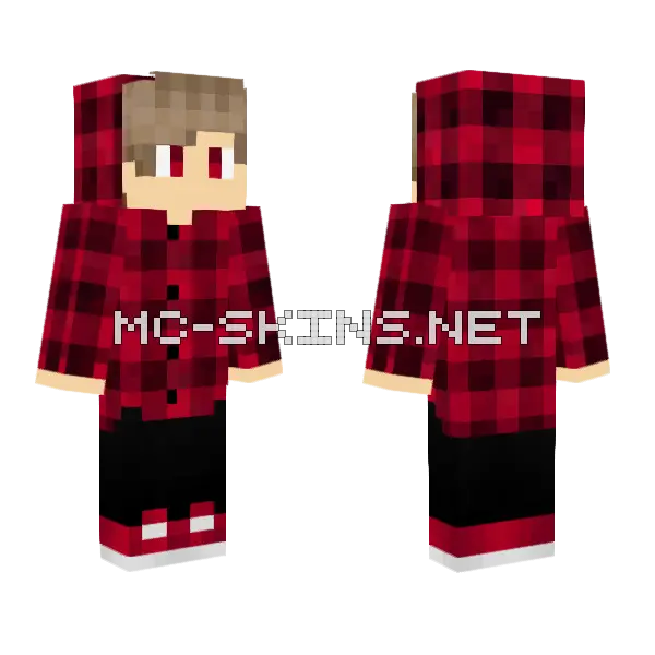 Red Plaid Boy Minecraft skin, front and back