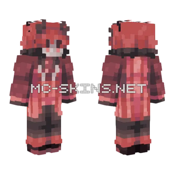 Red Plaid Demon Minecraft skin, front and back