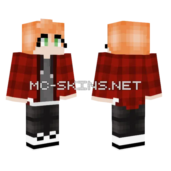 Red Plaid Girl Minecraft skin, front and back
