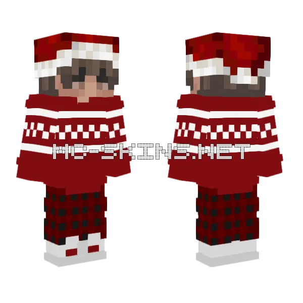 Red Plaid Outfit Minecraft skin, front and back