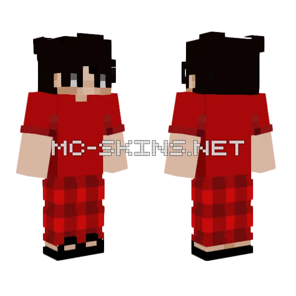 Red Plaid Pajamas Minecraft skin, front and back