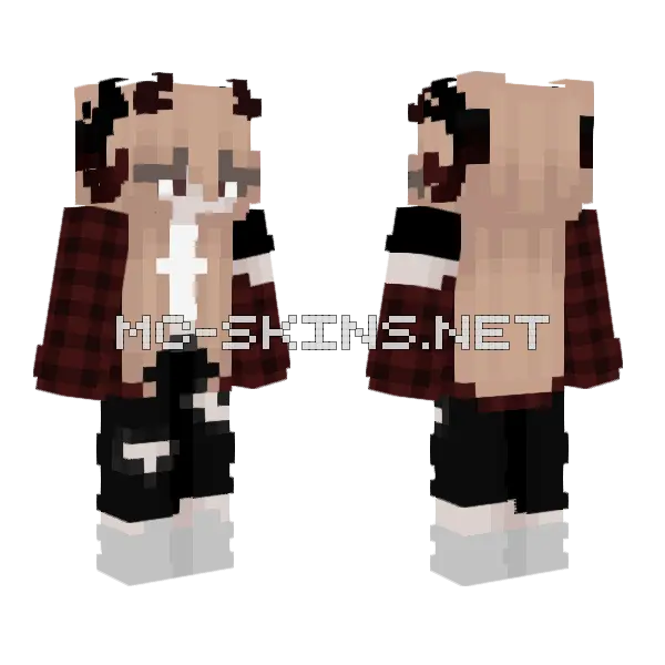 Red Plaid Shirt Minecraft skin, front and back