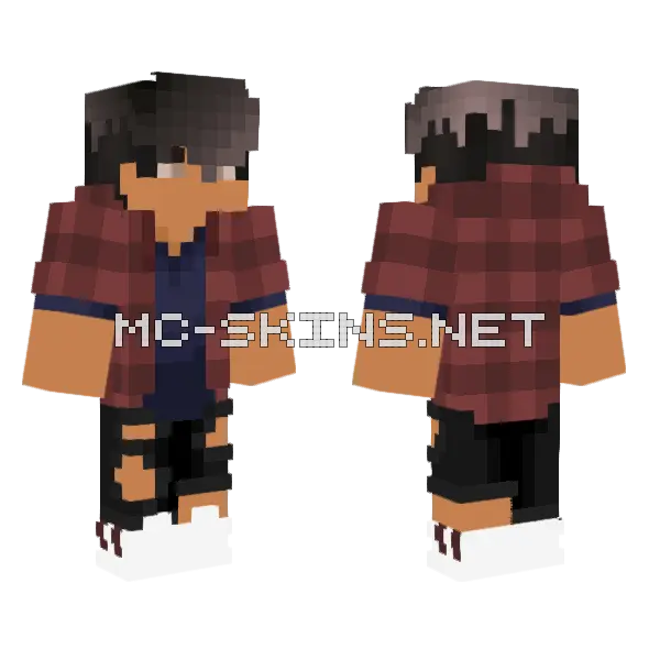 Red Plaid Shirt Minecraft skin, front and back