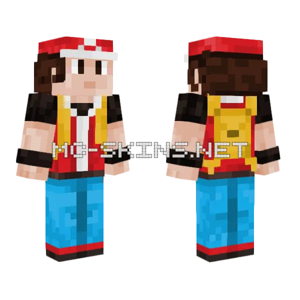 Red Pokemon Minecraft skin, front and back