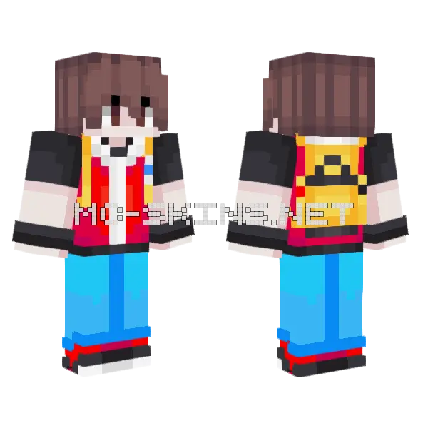 Red Pokemon Trainer Minecraft skin, front and back