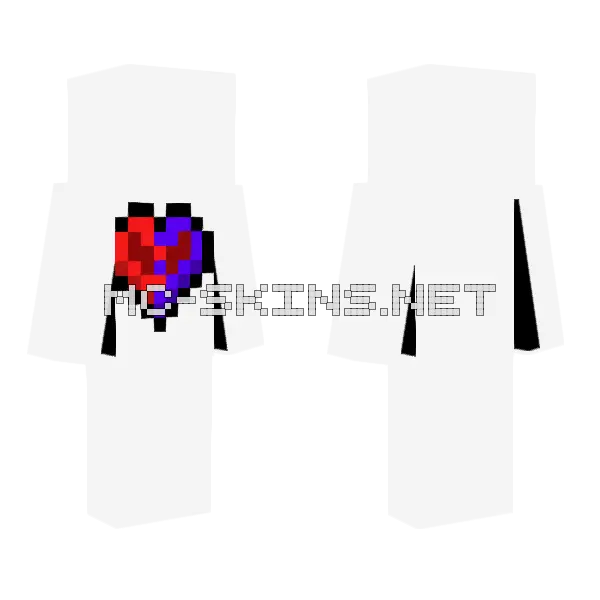 Red Purple Heart Minecraft skin, front and back