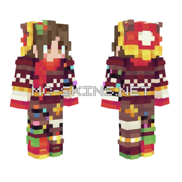Red Reindeer MCC Snow Down Minecraft skin, front and back