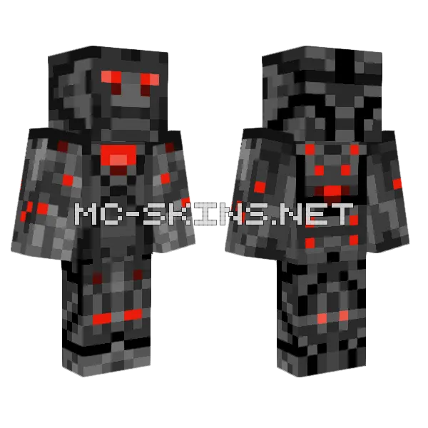 Red Robot Guy Minecraft skin, front and back