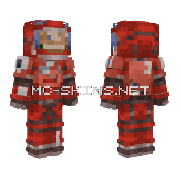 Red Robot Suit Minecraft skin, front and back