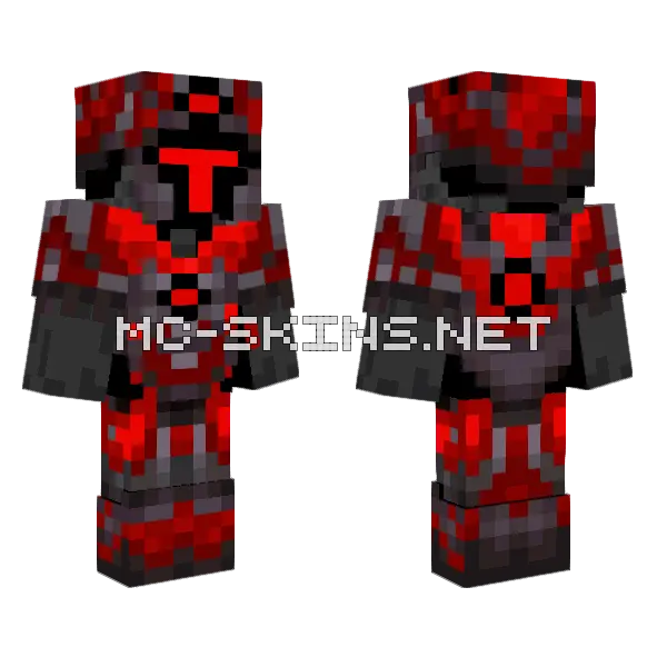 Red Robot Warrior Minecraft skin, front and back