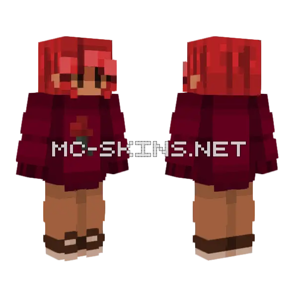 Red Rose Fireplace Minecraft skin, front and back