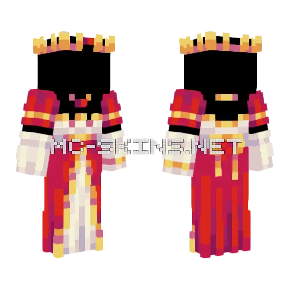 Red Royal Dress Remake Minecraft skin, front and back