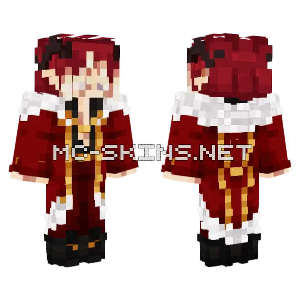 Red Royal Robes Minecraft skin, front and back