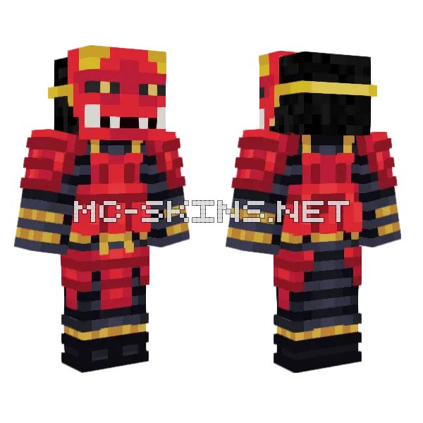 Red Samurai Minecraft skin, front and back
