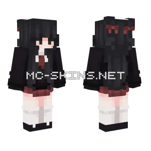 Red School Girl Minecraft skin, front and back